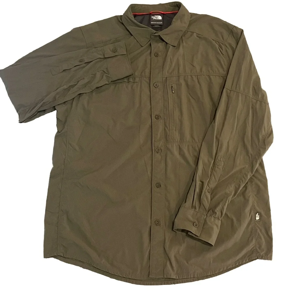 The North Face Shirt Mens L Green Utility Outdoor Hiking Vented Quic